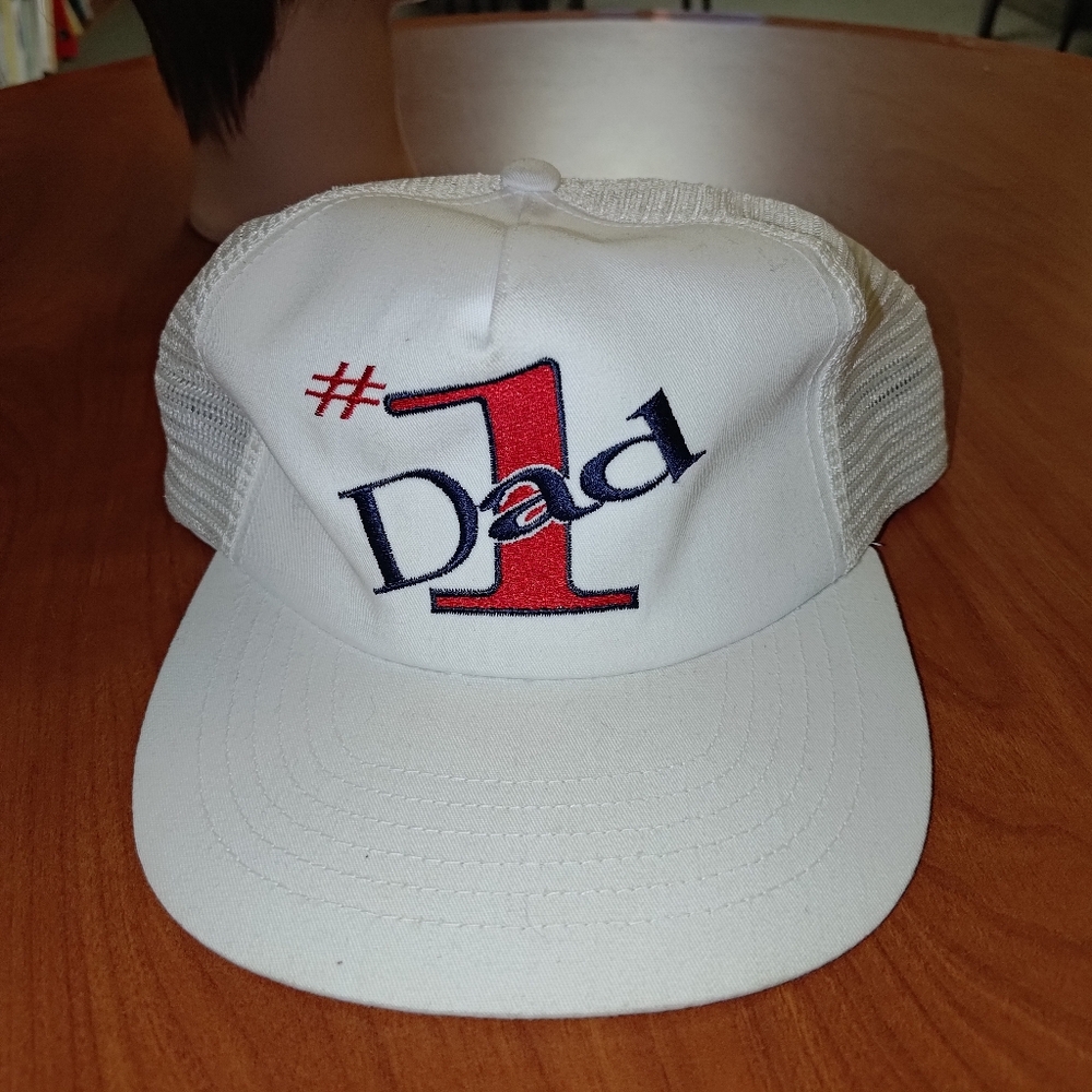 Vtg  #1 Dad Embroidered Trucker Mesh Baseball Snapback Hat Cap